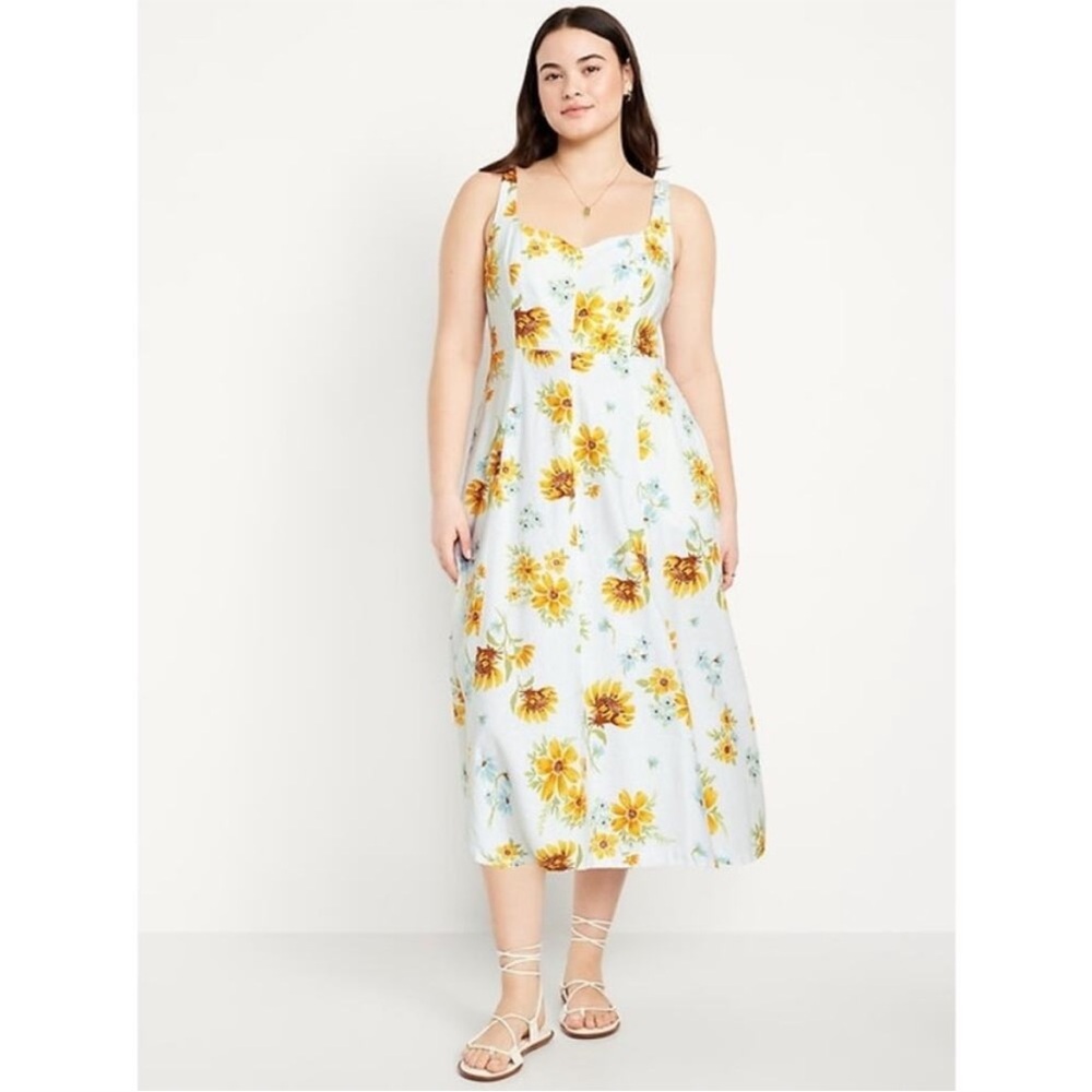 Old Navy Yellow Floral Midi Dress